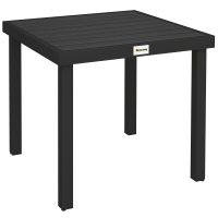 Outsunny Mesa de Jardim para 4 Pessoas, Mesa de Jantar em Alumínio, Mobiliário de Jardim, Fácil de Limpar, Plástico, Preto, 78 x 78 x 74 cm