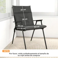 Outsunny Set de 4 Cojines para Sillas de Jardín Impermeables y Antideslizantes con Respaldo Correas 112x53 cm Gris Oscuro(m-3)