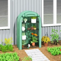 Outsunny Mini-estufa, estufa de 4 níveis com lona plástica, portátil, porta enrolável, 100 x 45 x 160 cm, verde(m-2)