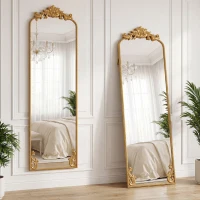 HOMCOM Full Length Mirror, 50 x 160 cm Floor Mirror with Baroque Metal Frame for Bedroom, Living Room, Dressing Room, Gold Tone(m-2)