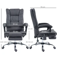Vinsetto Cadeira de massagem para escritório com função de massagem, incl. apoio para os pés, altura ajustável, 64 cm x 70 cm x 118 cm, Preto(m-3)