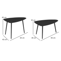 Outsunny Conjunto de 2 Mesas de Centro, Mesa de Varanda em Aço Resistente às Intempéries, Mesa de Apoio com Design Geométrico Preto(m-3)