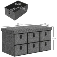 HOMCOM Sapateira estofada, 6 compartimentos para sapatos, estrutura em MDF, aparência de linho, Cinza(m-3)