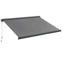 Outsunny Toldo elétrico, com controlo remoto, inclui kit de montagem, estrutura metálica, cinza escuro, 3 x 2,5 m(m-1)