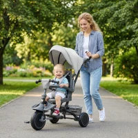 AIYAPLAY Tricycle bébé évolutif 6 en 1, tricycle enfant pliable avec poignée parentale réglable, siège pivotant 360°, gris(m-10)