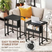 HOMCOM 63 cm Drop Leaf Writing Work Desk - Black(m-6)