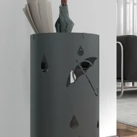 HOMCOM Suporte para guarda-chuvas, Aço, formato de coluna, compartimento inferior removível, Ø17 x 41H cm, Cinza(m-4)