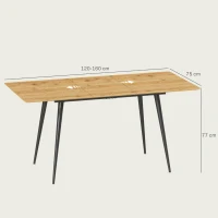 HOMCOM Mesa de jantar extensível, mesa expansível para 6-8 pessoas, mesa de cozinha com pés de aço sólidos(m-3)
