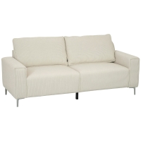 HOMCOM Sofá 3 lugares moderno, sofá macio com almofadas de encosto, sofá estofado para sala, quarto, home office, branco creme