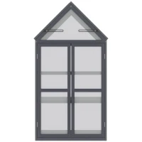 Outsunny Mini Estufa Cama Fria 3 Níveis, Teto Basculante, Portas Duplas, Madeira e Policarbonato, Resistente às Intempéries, Natural, 70,5 x 42 x 132 cm(m-4)