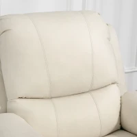 HOMCOM Poltrona relax, encosto e apoio para os pés ajustáveis, giratória, até 150 kg, estrutura de aço, 93x100x98cm, creme branco(m-5)