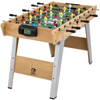 SPORTNOW 4ft Table Football, Foosball Game Table with 22 Players, 2 Balls and Manual Scorers for Family, Natural Wood Finish(m-15)