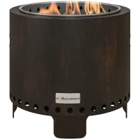 Outsunny Taça de Fogo Lareira Fogueira Resistente às Intempéries 45x45x42 cm Preto e Bronze(m-6)