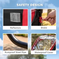 AIYAPLAY Remorque vélo enfant 2 en 1, poussette vélo bébé 2 places, guidon réglable, frein à main, ceinture de sécurité, rouge(m-9)