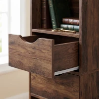 HOMCOM Bookcase with Drawers Adjustable Shelf Bookshelf with 2 Drawers and Cabinet 158 cm Rustic Brown(m-11)