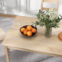 HOMCOM Conjunto de jantar 5 peças Mesa com cadeiras Conjunto de assentos, Madeira maciça, 118 cm x 73 cm x 75 cm, Natural(m-4)
