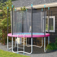 SPORTNOW 12FT Trampoline Spring Cover, Plastic Trampoline Pad Replacement with Elastic Cord, Waterproof, UV Resistant and Tear-Resistant, No Holes for Pole, Pink(m-10)