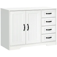 HOMCOM Aparador, Cômoda, Buffet, estilo moderno, 4 gavetas, 1 armário, 105 cm x 40 cm x 76 cm, Branco(m-1)