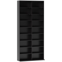 HOMCOM Aufbewahrungsregal für 640 CDs, Blu-ray Regal mit 18 Fächern und 14 verstellbaren Einlegeböden, Schwarz