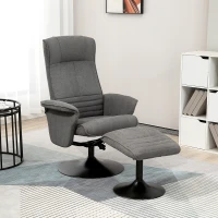 HOMCOM Poltrona relax com pufe, encosto reclinável ajustável, 69 cm x 71 cm x 104 cm, Cinza escuro + Preto(m-6)