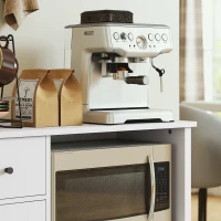 HOMCOM Armário de cozinha com orifício para cabos, cômoda com 2 armários, compartimento aberto, gaveta, 80 x 35 x 72,2 cm, painel de partículas, branco(m-4)