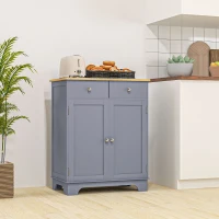 HOMCOM Side Storage Multi-use Sideboard Table Kitchen Floor Cabinet with Solid Wood Top, Adjustable Shelf, Drawer, Grey(m-8)