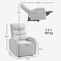 HOMCOM Poltrona Reclinável Ajustável com Apoio para os Pés, Poltrona Estofada Moderna, Cinza Claro(m-3)