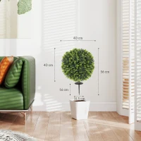 HOMCOM Conjunto de 2 Plantas Artificiais Esferas de Buxo Artificiais com Estaca de Solo para Interior e Exterior Resistentes aos UV Verde(m-3)