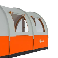Outsunny Three Man Duo Room Tunnel Tent, with Accessories - Cream/Orange(m-11)