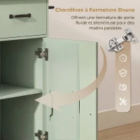 HOMCOM Desserte de cuisine à roulettes, îlot central cuisine avec tiroir, porte, compartiments ouverts et porte-épices, vert(m-7)