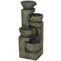Outsunny Fonte de jardim, fonte decorativa, velocidade ajustável, 25 x 24 x 60 cm, Preto(m-1)