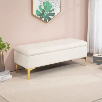 HOMCOM Banco com arrumação, suportando até 120 kg, 120x44x44,5cm, Bege(m-6)