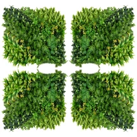 Outsunny 12 peças Parede de plantas artificial 50 x 50 cm Proteção UV Tela de privacidade Design multifolhas para decoração exterior de jardim(m-1)