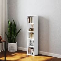 HOMCOM Estante de livros, 5 nichos, prateleiras ajustáveis, madeira, 30 x 24 x 133,5 cm, Branco(m-4)