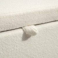 HOMCOM Banco de armazenamento, banco com tampa e compartimento, pernas de aço, banco estofado com revestimento de fleece, Creme branco(m-5)
