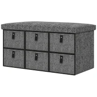 HOMCOM Sapateira estofada, 6 compartimentos para sapatos, estrutura em MDF, aparência de linho, Cinza(m-6)