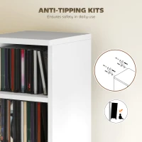 HOMCOM Set of 2 CD Media Display Shelf Unit Tower Rack with Adjustable Shelves, White(m-7)
