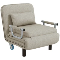 HOMCOM Poltrona-cama dobrável, poltrona 3 em 1 com encosto ajustável, para quarto e quarto de hóspedes, Cinzento(m-1)