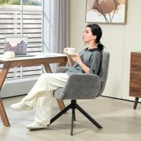 HOMCOM Poltrona estofada, poltrona de destaque, design moderno, giratória, até 120 kg, Cinza escuro(m-2)