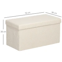 HOMCOM Puff de arrumação, banco estofado com compartimento e tampa para sala, quarto, corredor, creme branco(m-3)