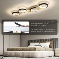 HOMCOM Lámpara de Techo Regulable con 4 Focos Mando a Distancia Modos de Escena 1500 lm 38 W 3000 K-6500 K Negro y Dorado(m-6)