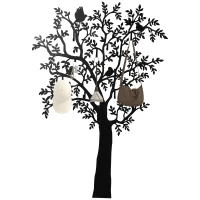 HOMCOM Cabideiro de Parede, Gancho de Parede para Casacos, Design em Árvore com Pássaros, Preto(m-6)