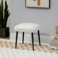 HOMCOM Pufe, Pufe de assento, aparência de caxemira, apoio para os pés, Creme-branco(m-6)
