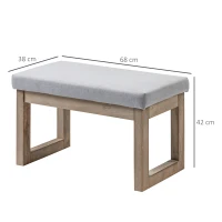HOMCOM Banquinho em design escandinavo, assento, reposa-pés, 68 cm x 38 cm x 42 cm, Cinza + Natural(m-3)