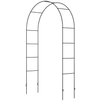Outsunny Arco de Jardim, Arco para Rosas, Treliça, Paliçada para Rosas em Metal, preto, 1,40 x 0,40 x 2,40 m(m-6)