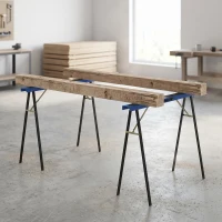 HOMCOM Set aus 2 robusten, klappbaren Sägeböcken aus Metall für Schreinerarbeiten und DIY-Projekte, Blau und Schwarz(m-8)