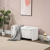 HOMCOM Banco com arrumação, banco de corredor, banco para calçados, estofado, 105 cm x 44 cm x 45,5 cm. Creme/Bege(m-6)