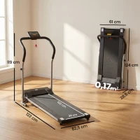 HOMCOM Cinta de Correr Plegable Velocidad de 1-10km/h Cinta de Andar Eléctrica con Pantalla LCD Botón de Emergencia y Carga Máx. 110 kg para Fitness Hogar Oficina 122x62,5x119 cm Plata y Negro(m-3)