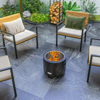 Outsunny Taça de Fogo Lareira Fogueira Resistente às Intempéries 45x45x42 cm Preto e Bronze(m-4)