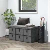 HOMCOM Sapateira estofada, 6 compartimentos para sapatos, estrutura em MDF, aparência de linho, Cinza(m-2)